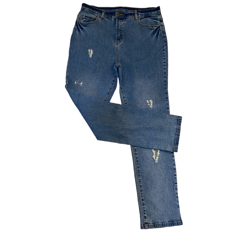 DG2 Diane Gilman Studded Holes Straight Leg Jeans!